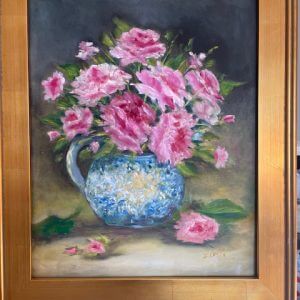 Roses in Blue Bowl