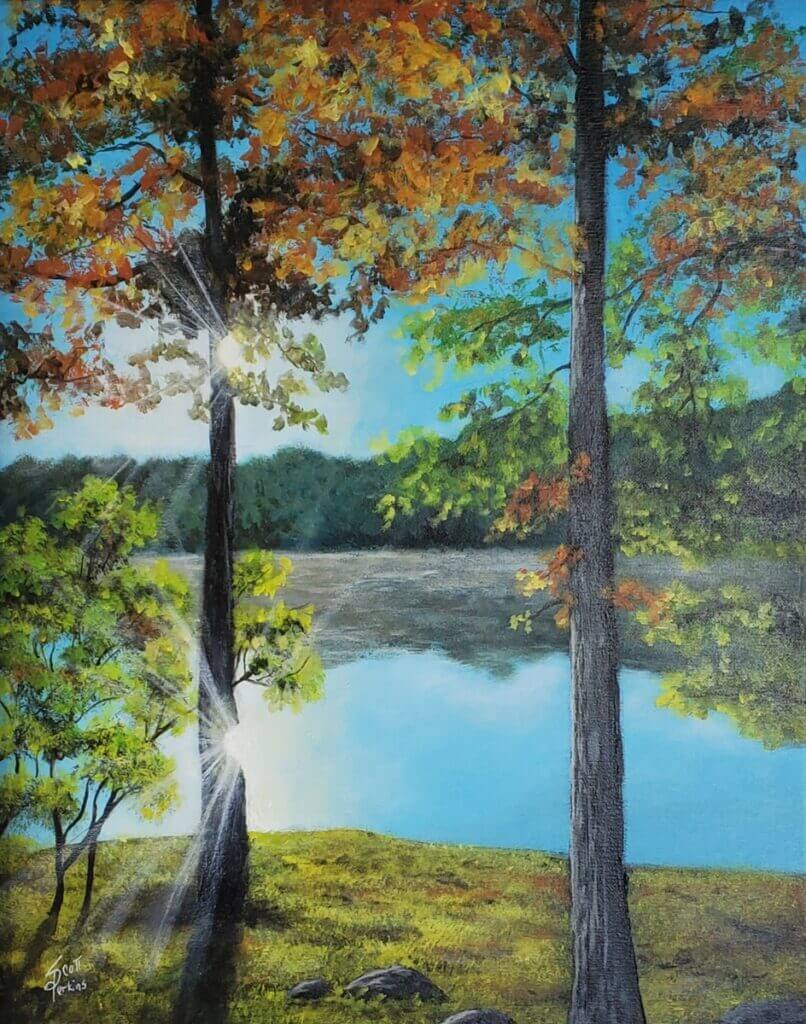 "Lake Shore" by Scott Perkins, Acrylic on Canvas, 20"x16", $320.