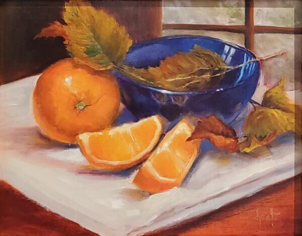 Oranges with Blue Bowl