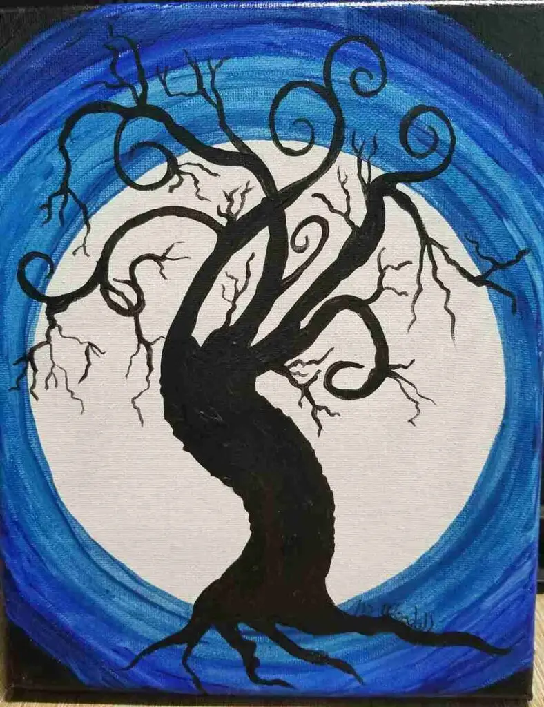 Tree and Moon (Tim Burton style)