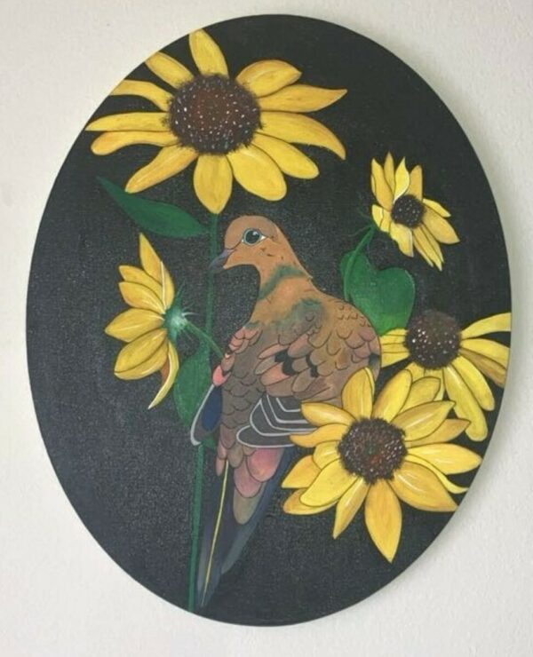 Mourning Dove in Sunflowers