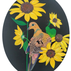 Mourning Dove in Sunflowers