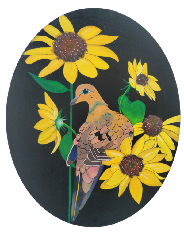 Mourning Dove in Sunflowers