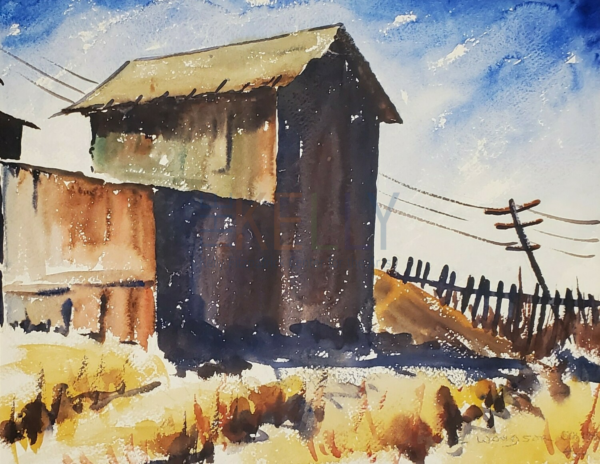 Woodshed Against the Sky