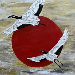 Two Cranes in Flight