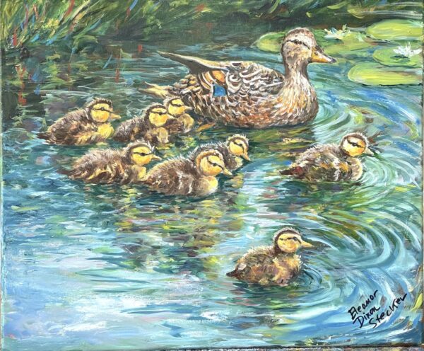Ducklings Following Mama