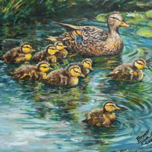 Ducklings Following Mama