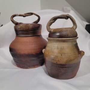 Brown Lidded Jar Textured