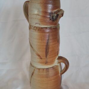Three Tier Tan and Brown Vessel Textured