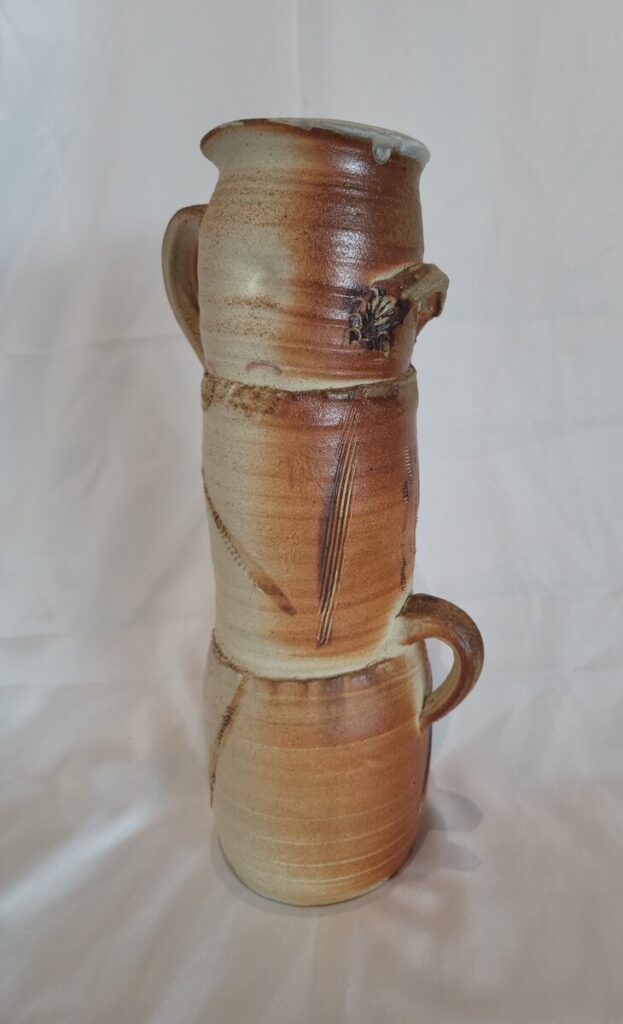 Three Tier Tan and Brown Vessel Textured