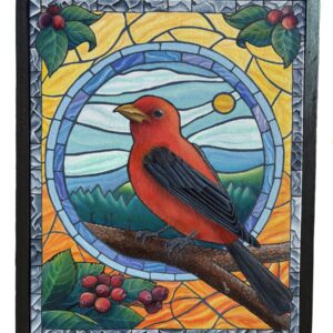 Scarlet Tanager as Stained Glass