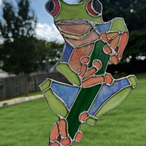 Stained Glass Frog on Bamboo