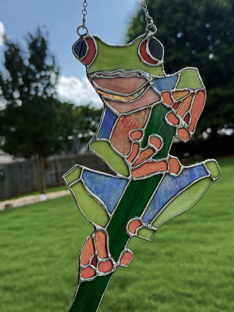 Stained Glass Frog on Bamboo